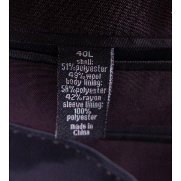 BAR III Blazer Burgundy Sz 40L Sport Coat Slim-Fit Solid Two Button Wool Blnd - Picture 12 of 14